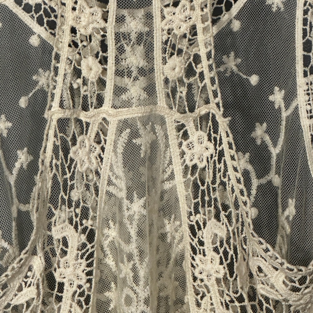 Anthropologie Pins & Needles Tank Small Ivory Lace Sheer Crochet Boho Festival - Picture 13 of 16